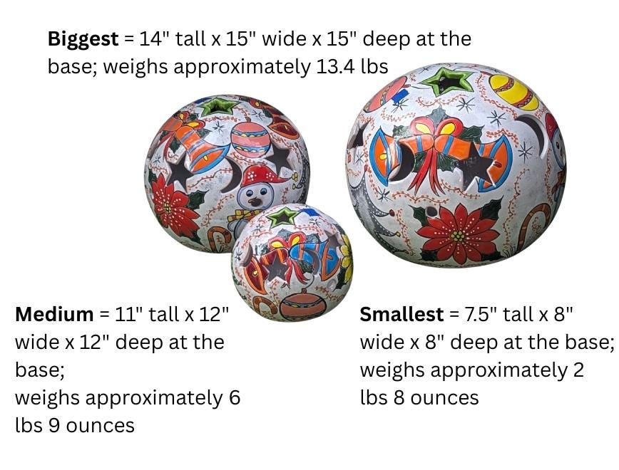 Ceramic Holiday Spheres Lawn Ornament & Garden Decor | Outdoor Talavera Pottery | Handmade in Mexico