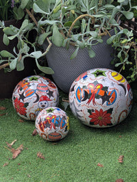 Ceramic Holiday Spheres Lawn Ornament & Garden Decor | Outdoor Talavera Pottery | Handmade in Mexico