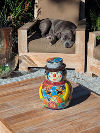 Talavera Snowman Holiday Decor | Christmas Ceramic Candle Holder | Mexican Pottery