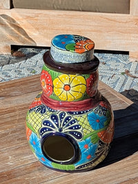 Talavera Snowman Holiday Decor | Christmas Ceramic Candle Holder | Mexican Pottery
