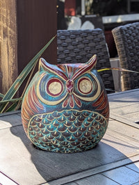 Handmade Clay Owl Planter | Mexican Pottery Flower Pot  | Animal Garden Gift