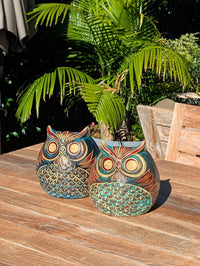 Handmade Clay Owl Planter | Mexican Pottery Flower Pot  | Animal Garden Gift