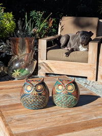 Handmade Clay Owl Planter | Mexican Pottery Flower Pot  | Animal Garden Gift