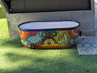 Hand-Painted Mexican Talavera Oval Planter Box | Ceramic Garden Decor