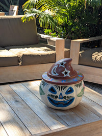 Clay Halloween Pumpkin Candle Holder & Decor | Handmade Ceramic Jack-o-Lantern | Mexican Pottery Autumn Gift