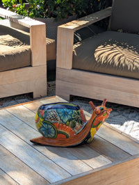 Hand-Painted Talavera Snail Planter | Mexican Pottery Flower Pot  | Ceramic Garden Decor
