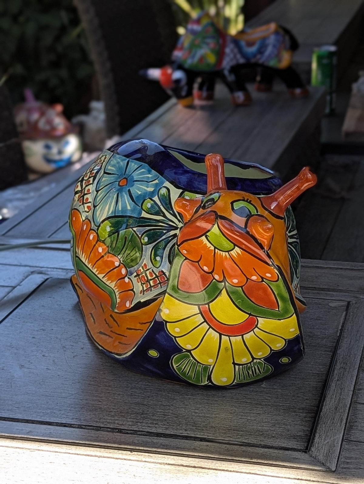 Hand-Painted Talavera Snail Planter | Mexican Pottery Flower Pot  | Ceramic Garden Decor
