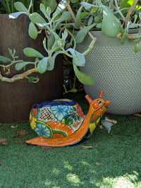Hand-Painted Talavera Snail Planter | Mexican Pottery Flower Pot  | Ceramic Garden Decor