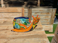 Hand-Painted Talavera Snail Planter | Mexican Pottery Flower Pot  | Ceramic Garden Decor