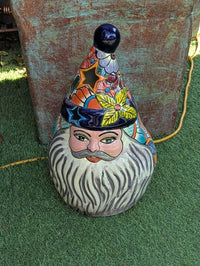 Hand-Painted Talavera Santa Claus Statue | Mexican Ceramic Christmas Lantern (18" Tall)