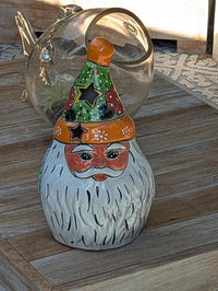 Talavera Santa Claus Statue | Hand-Painted Mexican Ceramic Christmas Tea Light Holder & Decor (18" Tall)