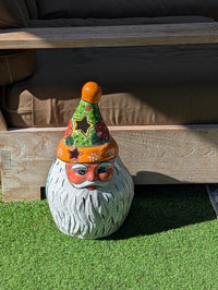 Talavera Santa Claus Statue | Hand-Painted Mexican Ceramic Christmas Tea Light Holder & Decor (18" Tall)