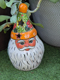 Talavera Santa Claus Statue | Hand-Painted Mexican Ceramic Christmas Tea Light Holder & Decor (18" Tall)
