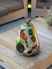 Hand-Painted Talavera Pumpkin Halloween Decor | Jack-o-Lantern Mexican Pottery | Ceramic Candle Holder