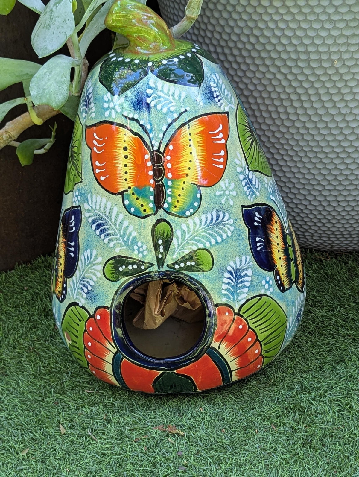 Hand-Painted Talavera Jack-o-Lantern | Ceramic Pumpkin Halloween Decor |  Mexican Pottery Candle Holder