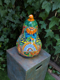 Handmade Talavera Ceramic Pumpkin Lantern | Jack-o-Lantern Mexican Pottery Fall Decor