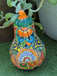 Handmade Talavera Ceramic Pumpkin Lantern | Jack-o-Lantern Mexican Pottery Fall Decor