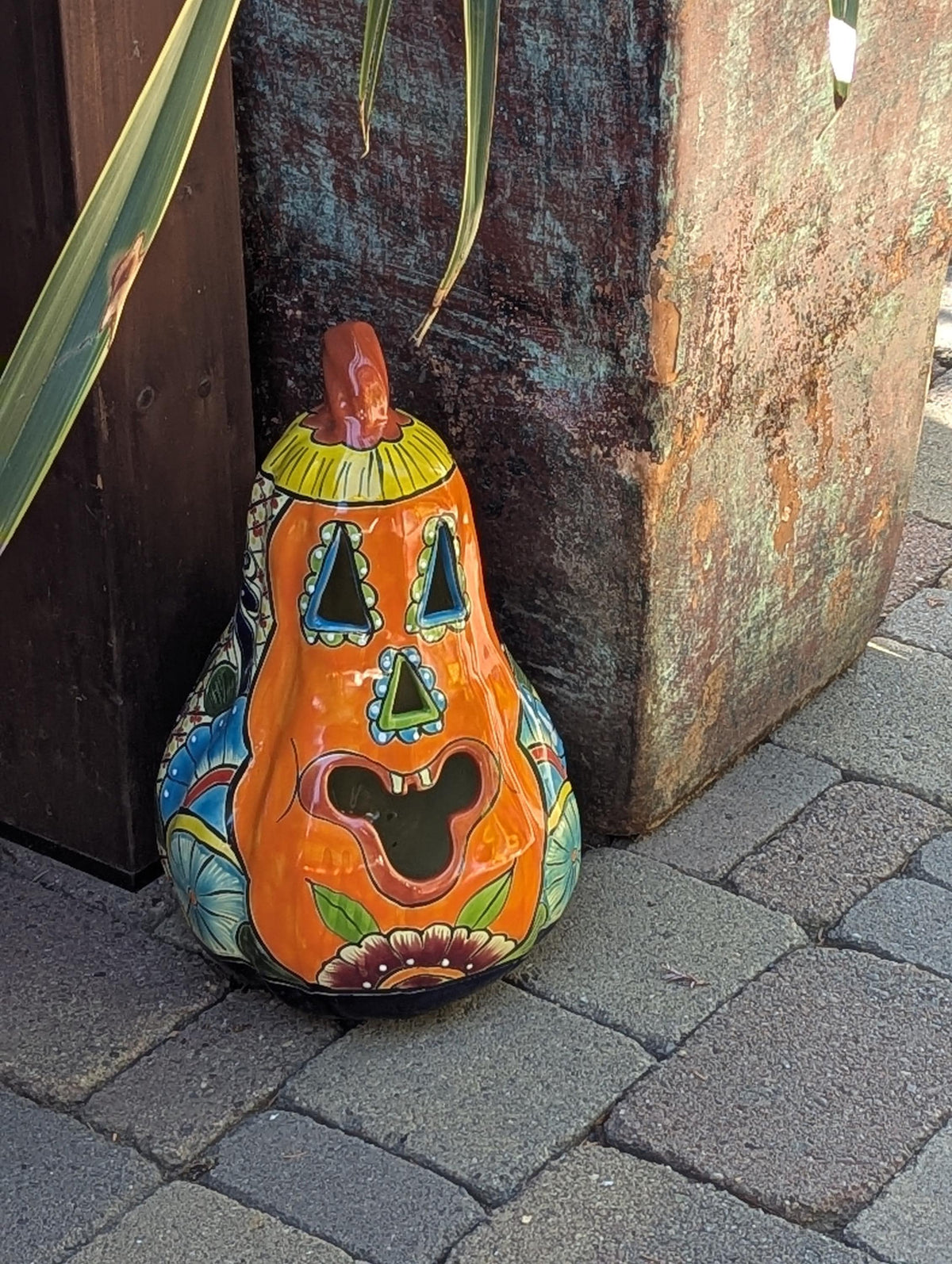 Handmade Talavera Pumpkin Lantern | Ceramic Jack-o-Lantern Mexican Pottery Fall Decor