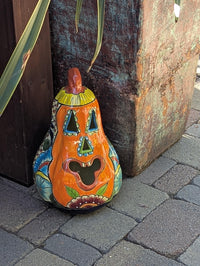 Handmade Talavera Pumpkin Lantern | Ceramic Jack-o-Lantern Mexican Pottery Fall Decor