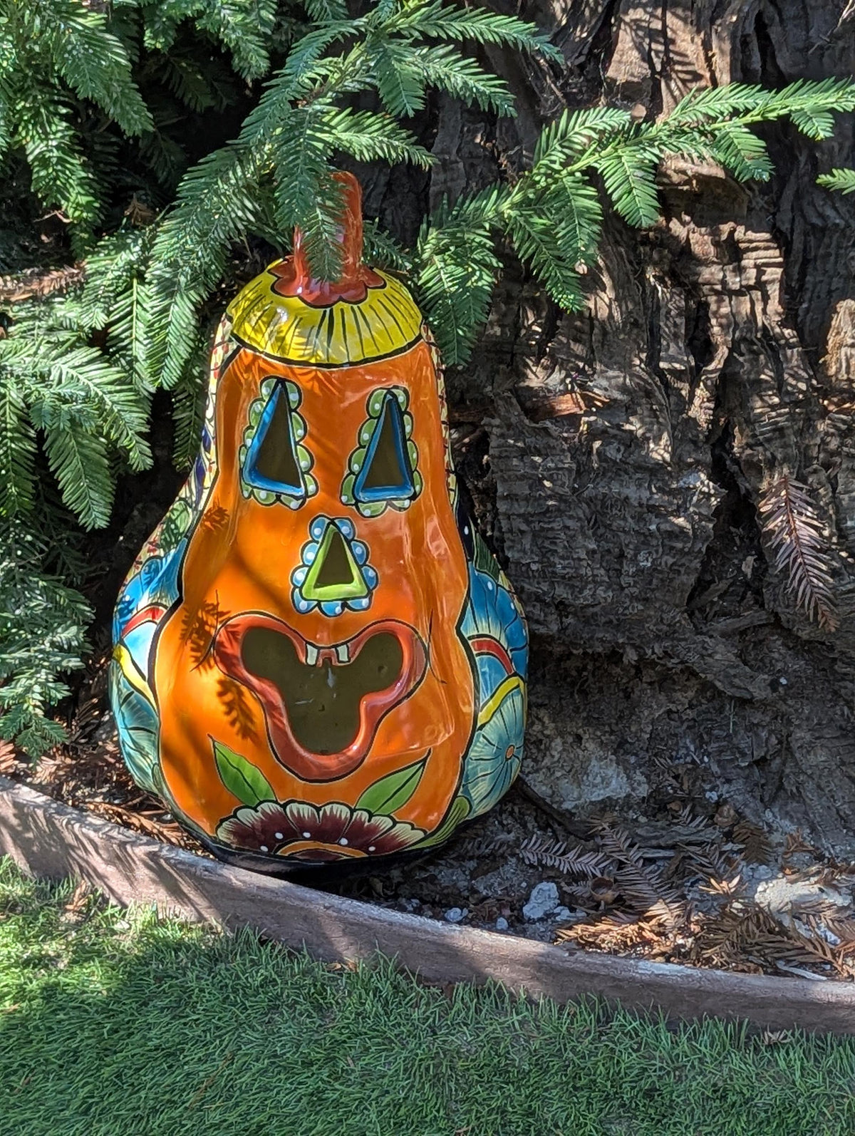 Handmade Talavera Pumpkin Lantern | Ceramic Jack-o-Lantern Mexican Pottery Fall Decor