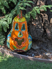 Handmade Talavera Pumpkin Lantern | Ceramic Jack-o-Lantern Mexican Pottery Fall Decor