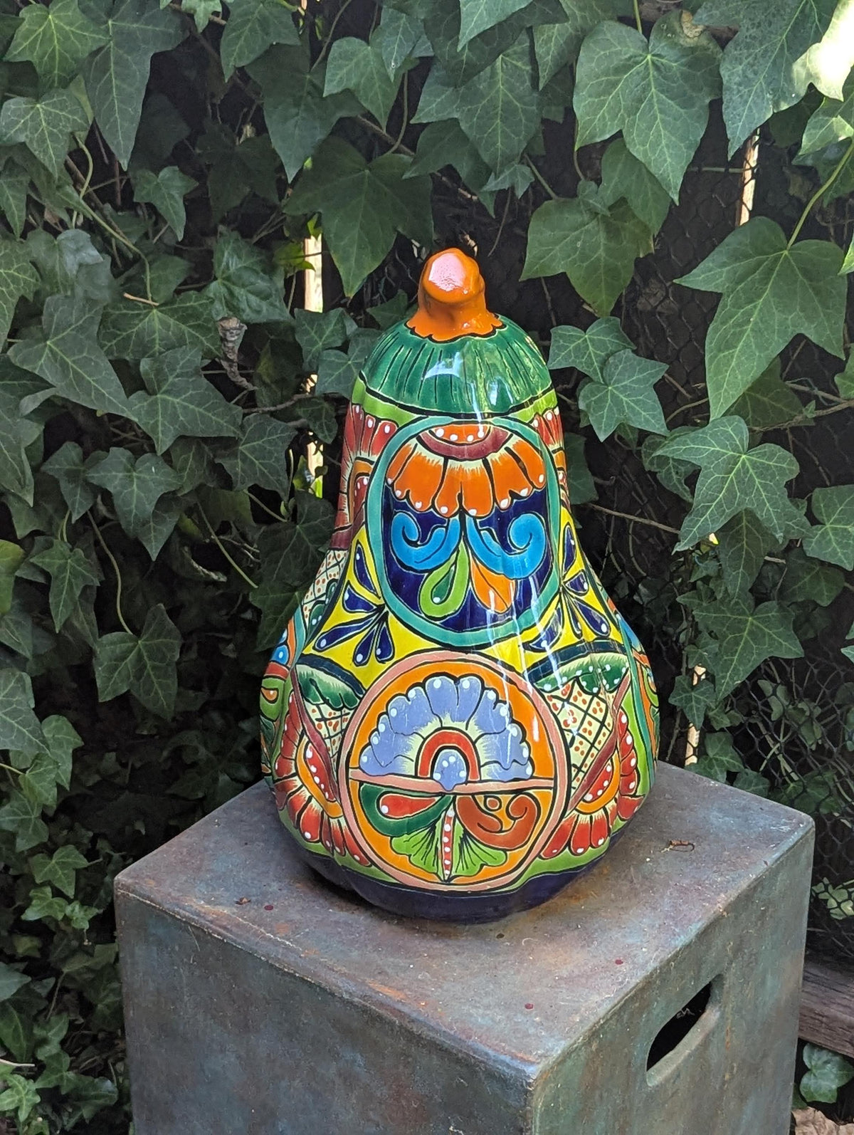Handmade Talavera Pumpkin Jack-o'-Lantern | Ceramic Candle Holder Mexican Pottery Fall Decor
