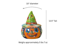 Talavera Halloween Pumpkin Decor |  Jack o Lantern Mexican Pottery  |  Ceramic Candle Holder (13.5" Tall)