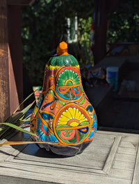 Hand-Painted Ceramic Pumpkin Halloween Decor | Talavera Jack-o-Lantern Mexican Pottery | Candle Holder