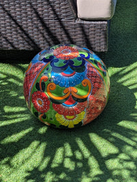 Talavera Garden Spheres | Hand-painted Mexican Pottery Ceramic Lawn Ornaments (Set of 2)