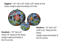 Christmas Spheres Ceramic Lawn Ornaments | Outdoor Talavera Pottery is Handmade in Mexico (Set of 3)