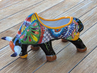 Talavera Bull Planter | Handmade Mexican Pottery Flower Pot | Ceramic Garden Gift
