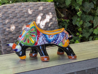 Talavera Bull Planter | Handmade Mexican Pottery Flower Pot | Ceramic Garden Gift