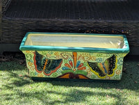 Butterfly Window Box Planter | Talavera Artistry | Mexican Ceramic Pottery Garden Decor