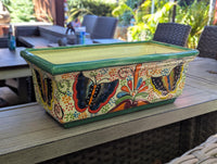 Butterfly Window Box Planter | Talavera Artistry | Mexican Ceramic Pottery Garden Decor