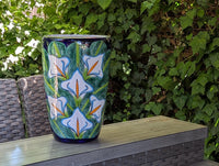 Lily Planter | 16.5" Tall Hand-Painted Talavera Flower Pot | Mexican Ceramic Outdoor Garden Decor