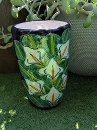Lily Planter | 16.5" Tall Hand-Painted Talavera Flower Pot | Mexican Ceramic Outdoor Garden Decor