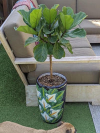 Lily Planter | 16.5" Tall Hand-Painted Talavera Flower Pot | Mexican Ceramic Outdoor Garden Decor