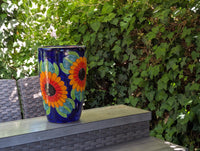 Sunflower Planter | 16.5" Tall Hand-Painted Talavera Flower Pot | Mexican Ceramic Pottery