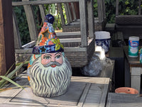 Hand-Painted Talavera Santa Claus Statue | Mexican Ceramic Christmas Lantern (18" Tall)