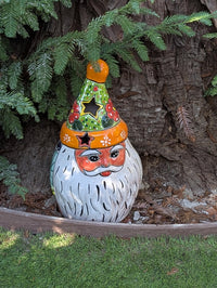 Talavera Santa Claus Statue | Hand-Painted Mexican Ceramic Christmas Tea Light Holder & Decor (18" Tall)