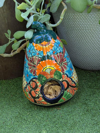 Ceramic Pumpkin Halloween Decor | Hand-Painted Talavera Jack-o-Lantern | Mexican Pottery Candle Holder