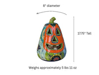 Hand-Painted Talavera Jack-o-Lantern | Ceramic Pumpkin Halloween Decor |  Mexican Pottery Candle Holder