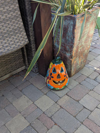 Handmade Talavera Ceramic Pumpkin Jack-o-Lantern, Mexican Pottery Halloween Decor, Candle Holder Lantern
