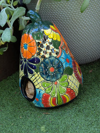 Handmade Talavera Ceramic Pumpkin Jack-o-Lantern, Mexican Pottery Halloween Decor, Candle Holder Lantern