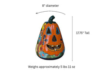 Handmade Talavera Ceramic Pumpkin Jack-o-Lantern, Mexican Pottery Halloween Decor, Candle Holder Lantern