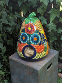 Hand-Painted Talavera Ceramic Pumpkin Lantern | Mexican Pottery Fall Decor (17.75" Tall)