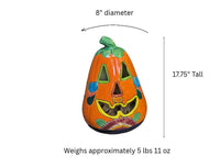 Hand-Painted Talavera Ceramic Pumpkin Lantern | Mexican Pottery Fall Decor (17.75" Tall)