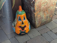 Hand-Painted Talavera Ceramic Pumpkin Lantern | Jack-o-Lantern Mexican Pottery Fall Decor