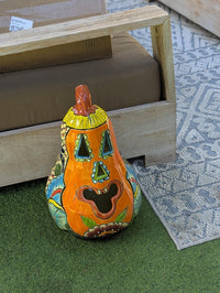 Handmade Talavera Pumpkin Lantern | Ceramic Jack-o-Lantern Mexican Pottery Fall Decor