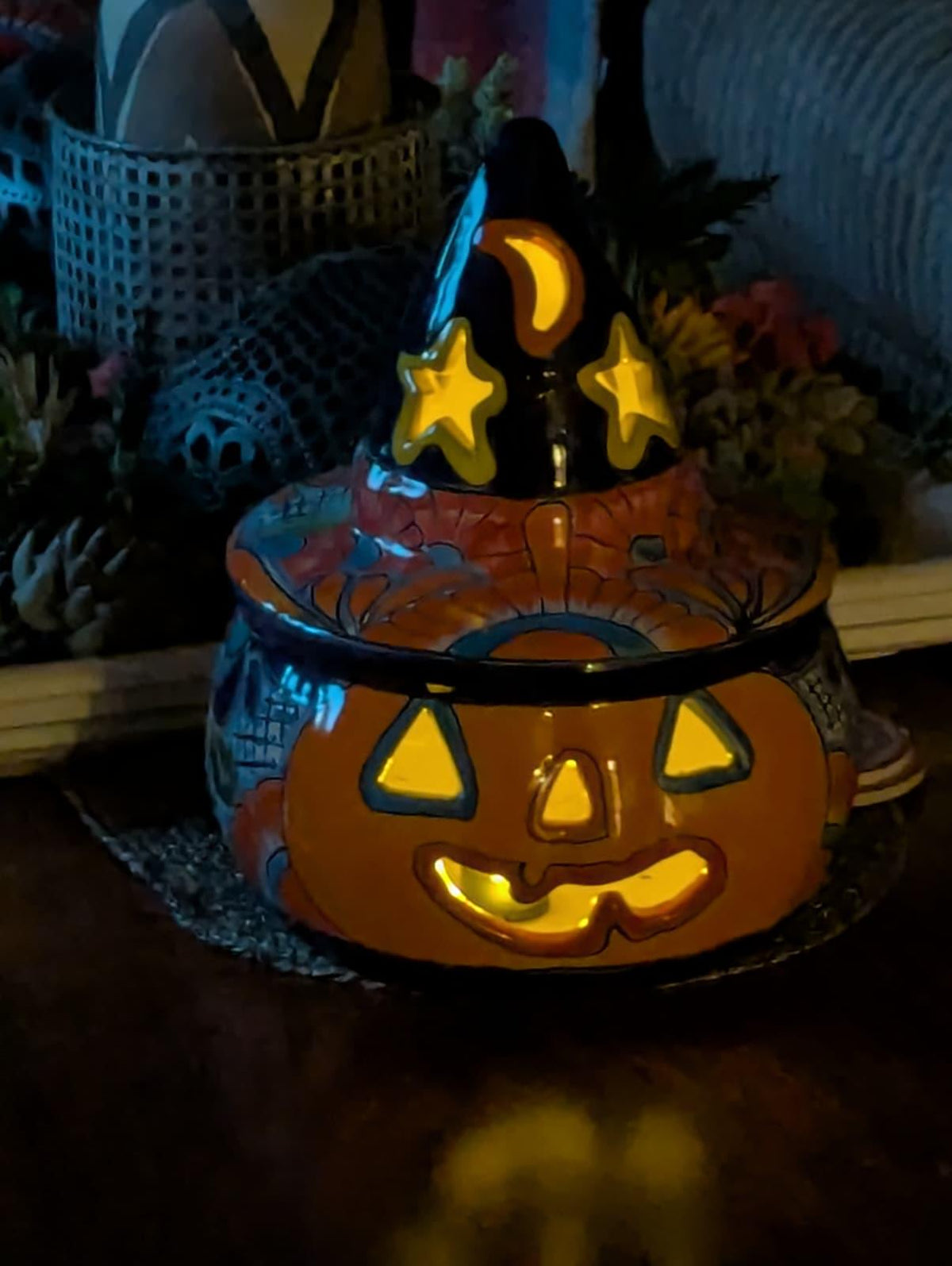 Hand-Painted Talavera Pumpkin Halloween Decor | Jack-o-Lantern Mexican Pottery | Ceramic Candle Holder